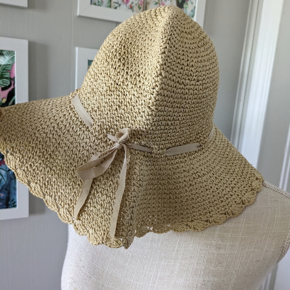 Women's Summer Floppy Straw Hat‎ Sun Beach Fashion Cap Bow Foldable Wide Brim